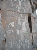 Petroglyphs can be found in Arrow Canyon.