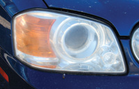 Hazy headlights reduce nighttime visibility.