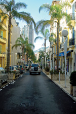 This narrow road leads to the beach in Monte Carlo.