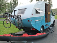 An inflatable kayak is easy to carry even in a small RV.