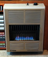 This flame heater allows infinite thermostatic control—and uses no electricity.