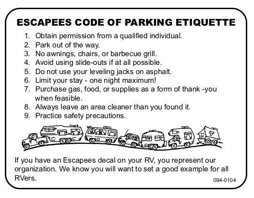 Overnight RV parking etiquette