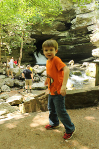 Timothy at Blanchard Springs, the River from the Cave's Lower Level Exiting as a Spring