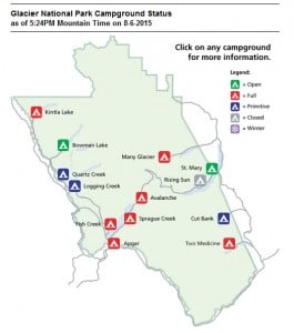 Map of Campgrounds In Glacier NP