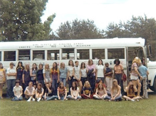 Bessie Bus and Niles, MI Girl Scouts 1970s