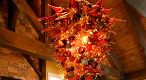 Hand Blown Glass Chandelier at Culinary and Craft School