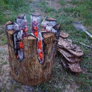 one log swedish torch campfire