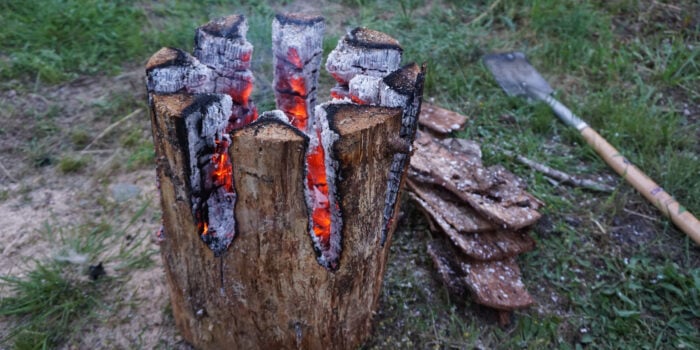 one log swedish torch campfire