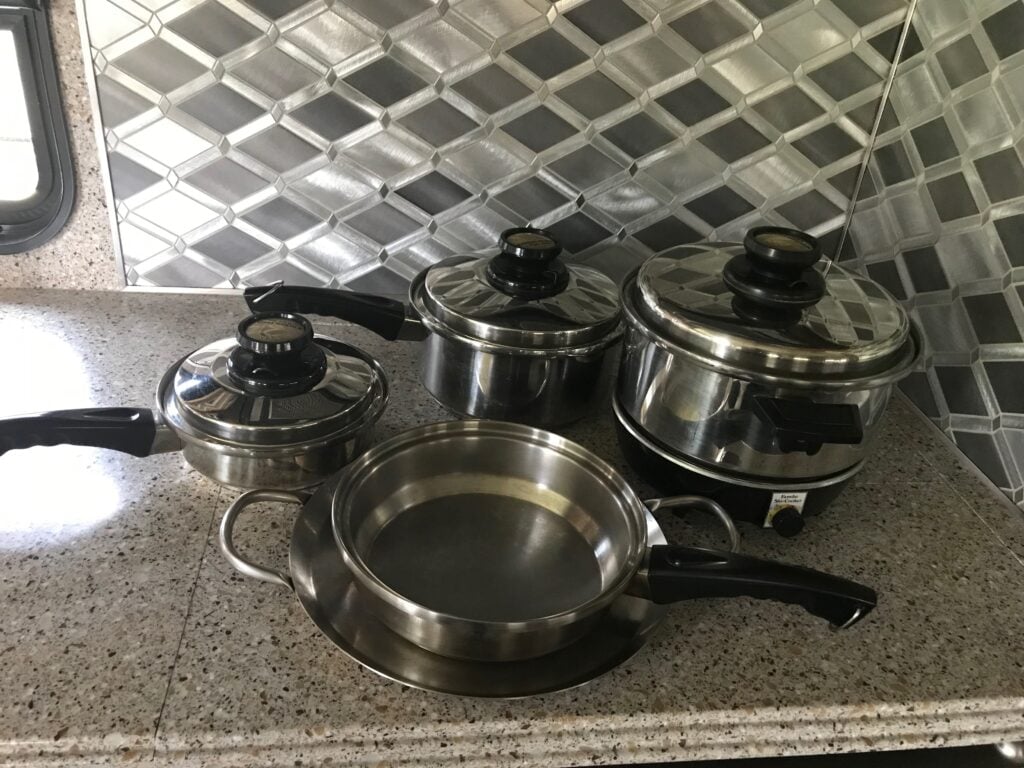 downsizing the kitchen for an RV lifestyle included a good set of pots and pans Photo P Dent