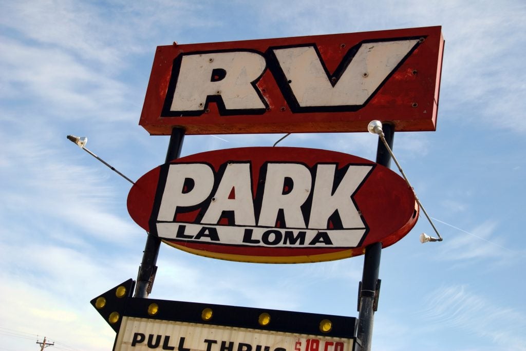 RV park entrance sign for La Loma
