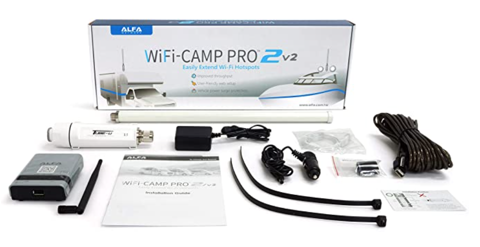 Amazon product image of the Alfa Camp Pro 2 Kit RV WiFi booster