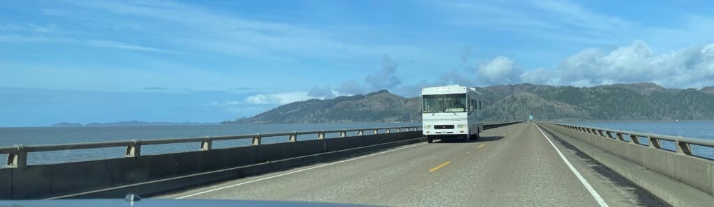 a motorhome driving on the highway