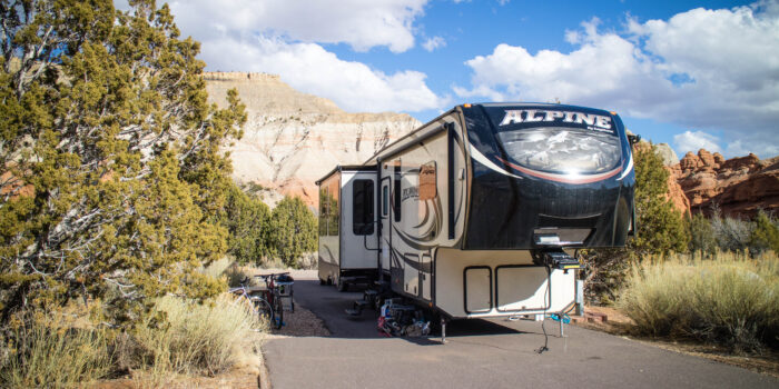 fifth wheel RV camping in Colorado at state park