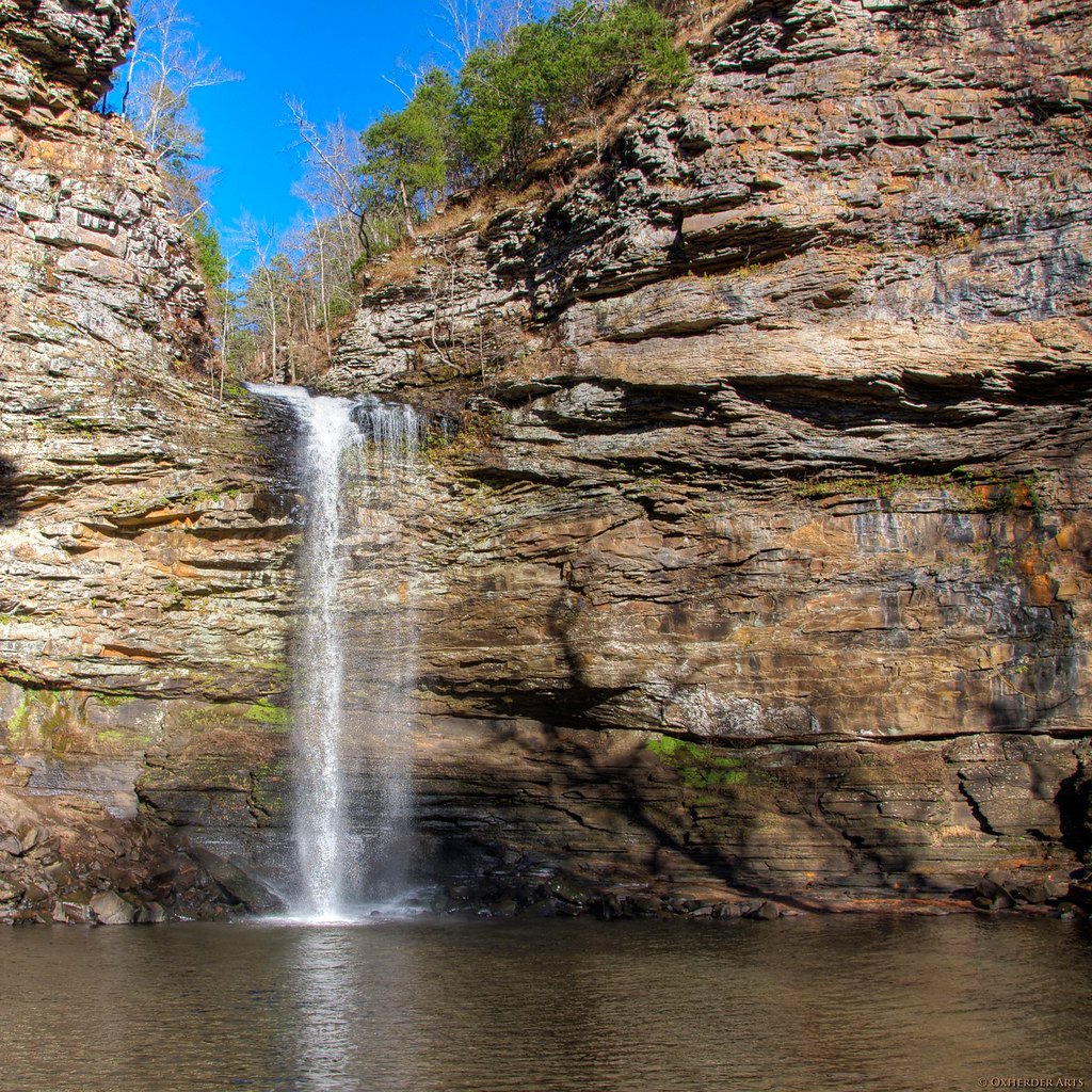 waterfall near Arkansas State Park camping area