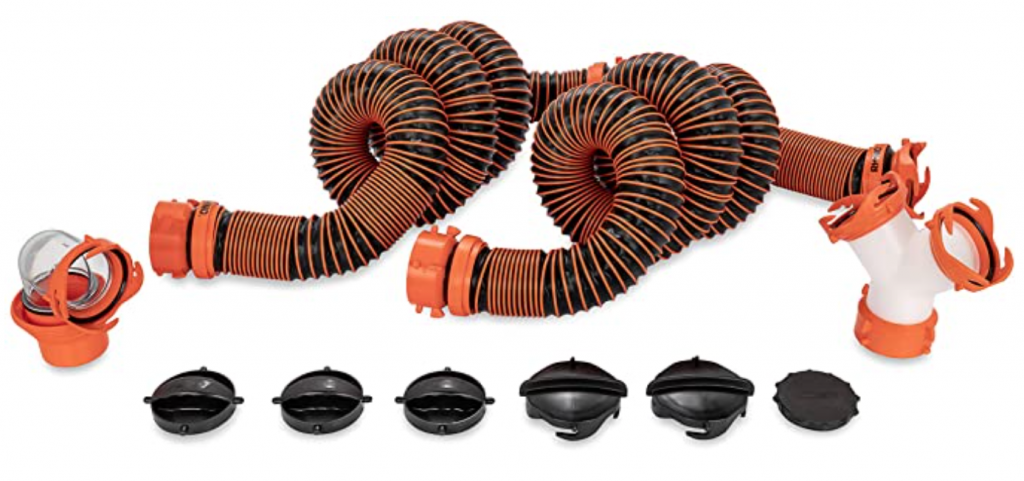 The product image from Amazon for the Rhino sewer hose kit. One of the must haves for full time RV living. 