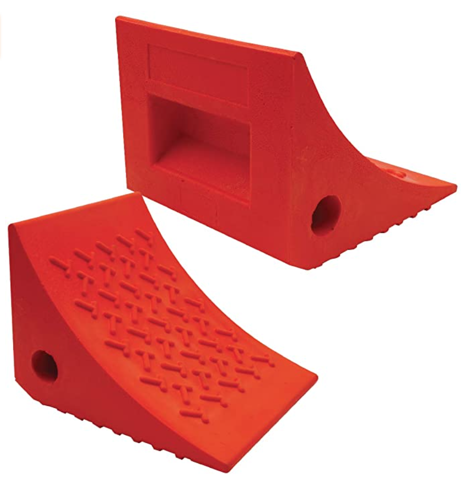 The product image from Amazon for wheel chocks. One of the must haves for full time RV living. 