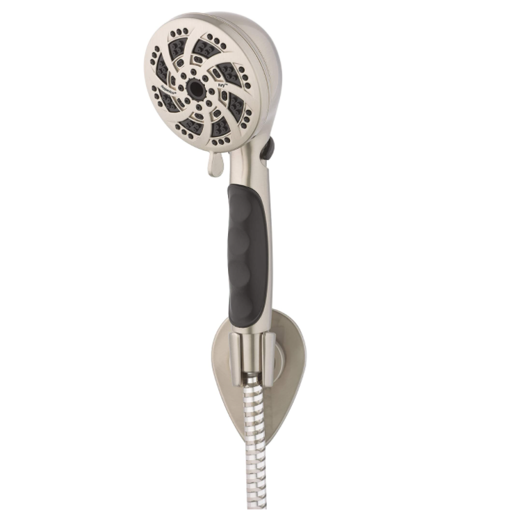 The product image from Amazon for an Oxygenics shower head. One of the must haves for full time RV living. 