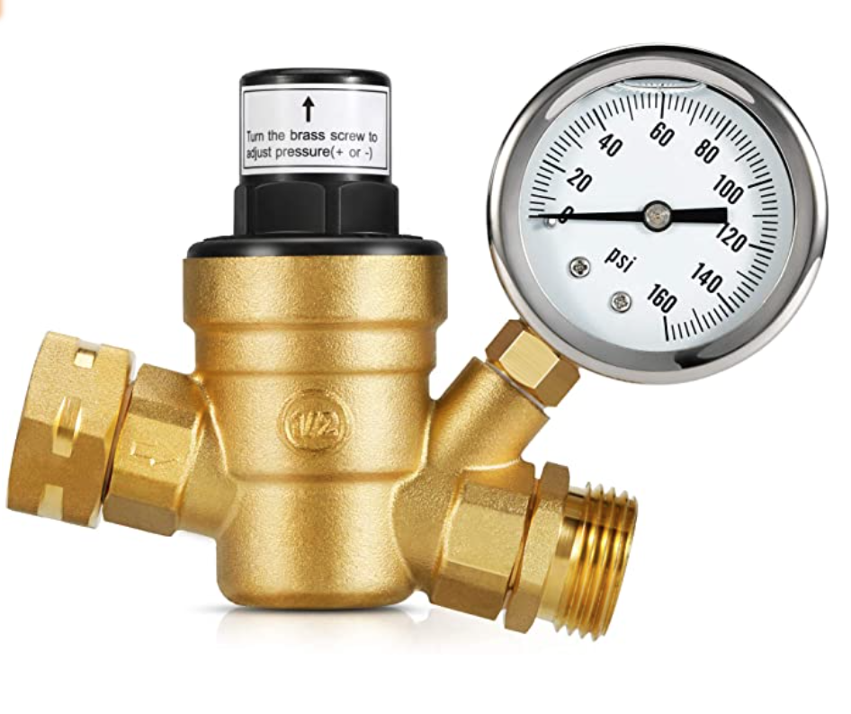 The product image from Amazon for a water pressure regulator. 