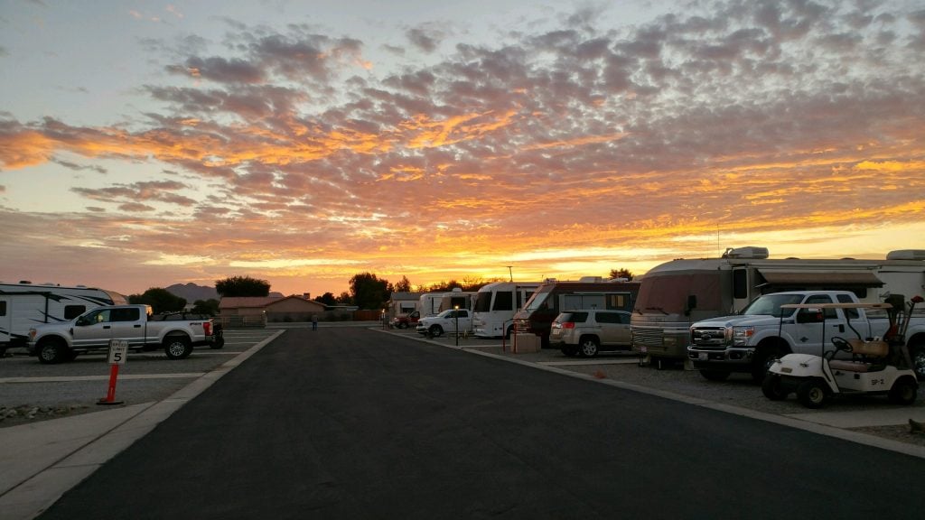 sunrise over Yuma RV parks