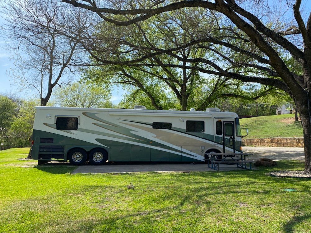 motorhome at one of the top Austin RV parks