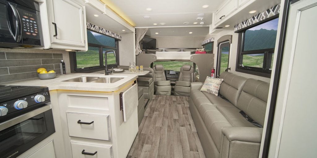 Interior shot of the Jayco Greyhawk. This is a great option for the best RV for family of four.