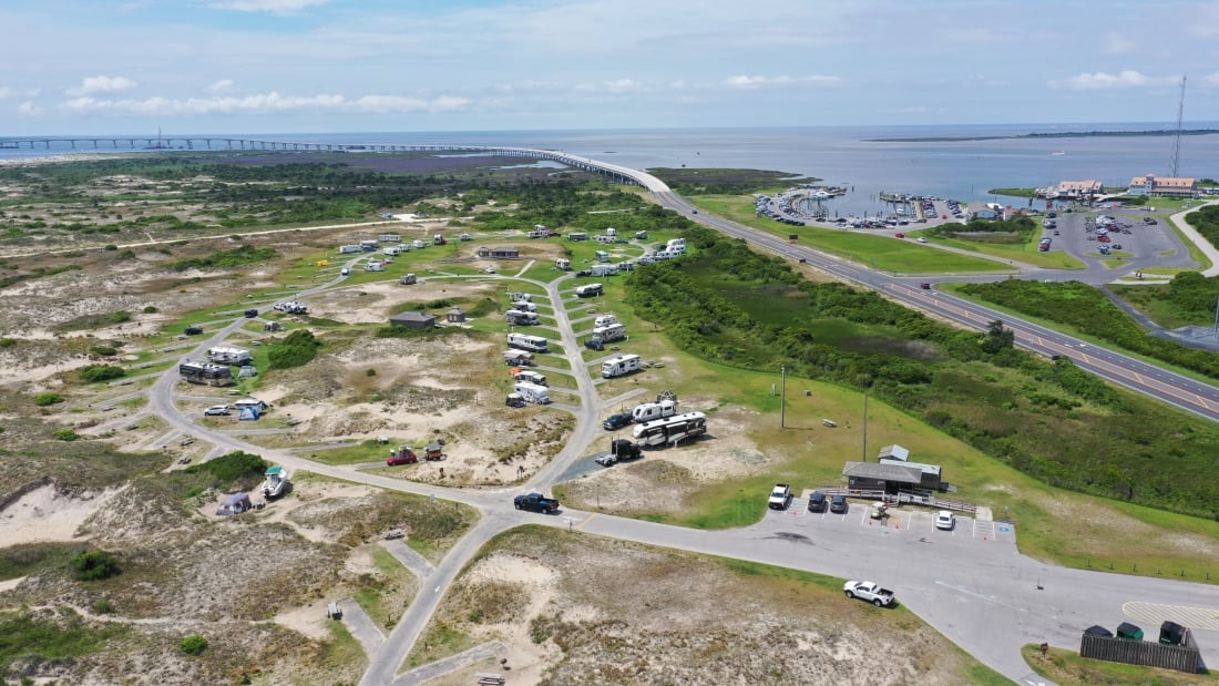 aerial view of Outer Banks campgrounds