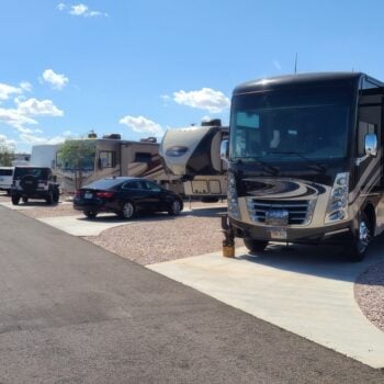 US military campgrounds and RV parks - motorhomes parked at campground