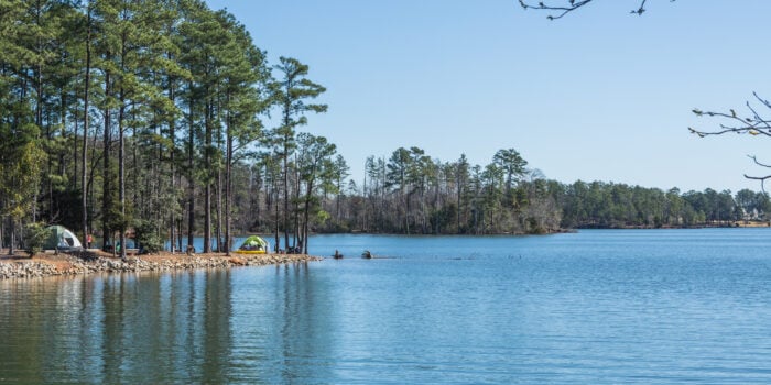 view of lake while camping in South Carolina
