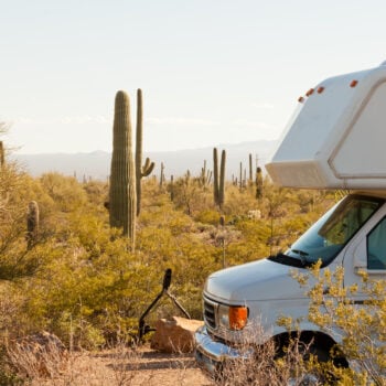 RV with an RV extended warranty in the desert
