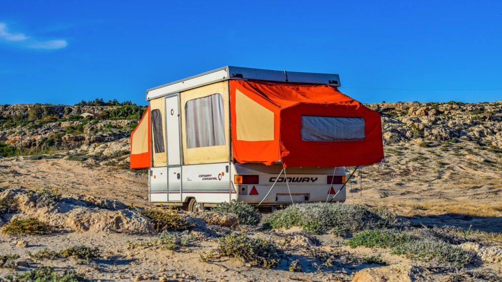 Tent trailer boondocking in New Mexico