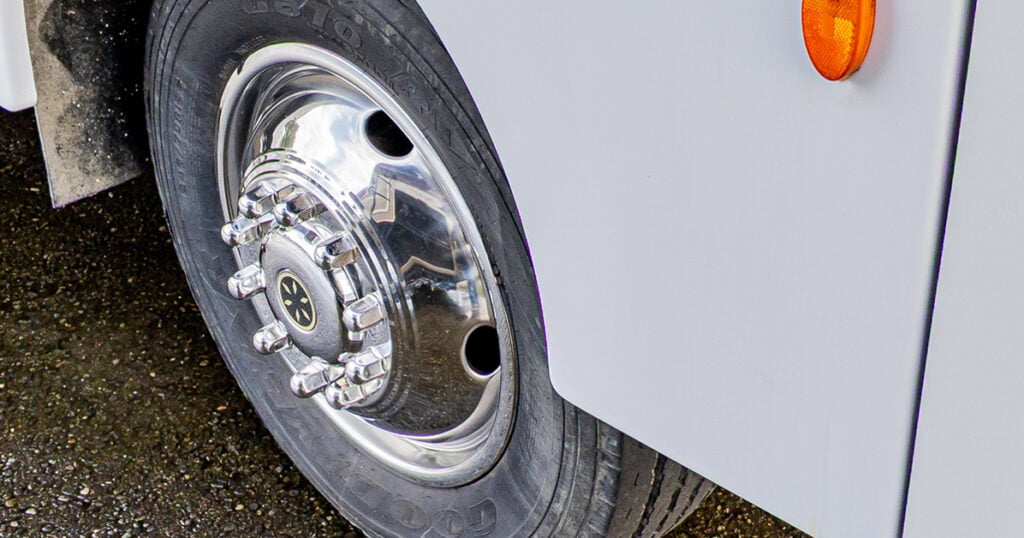 closeup of RV tire pressure monitoring system