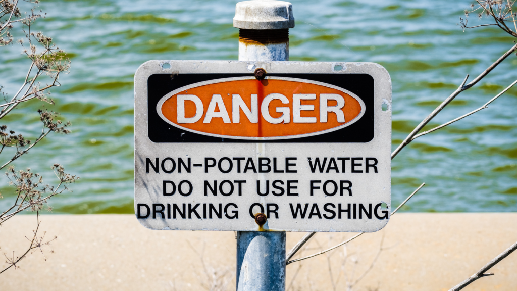A sign that says "non-potable water do not use for drinking or washing". Do not use this for your RV fresh water fill stations