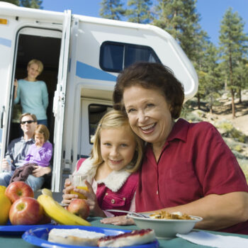 Multigenerational family of RVers with Class C motorhome