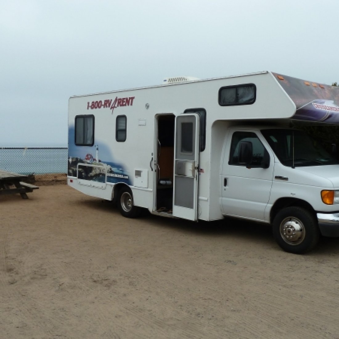 RV with ocean in background