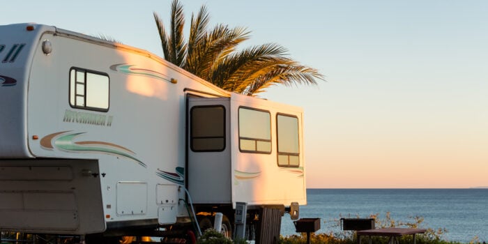 a motorhome with ocean view - living in an RV full time in a park
