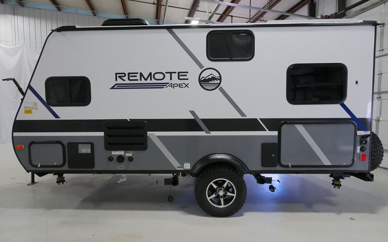 exterior of Apex Nano 16R small travel trailer, one of the best lightweight travel trailers