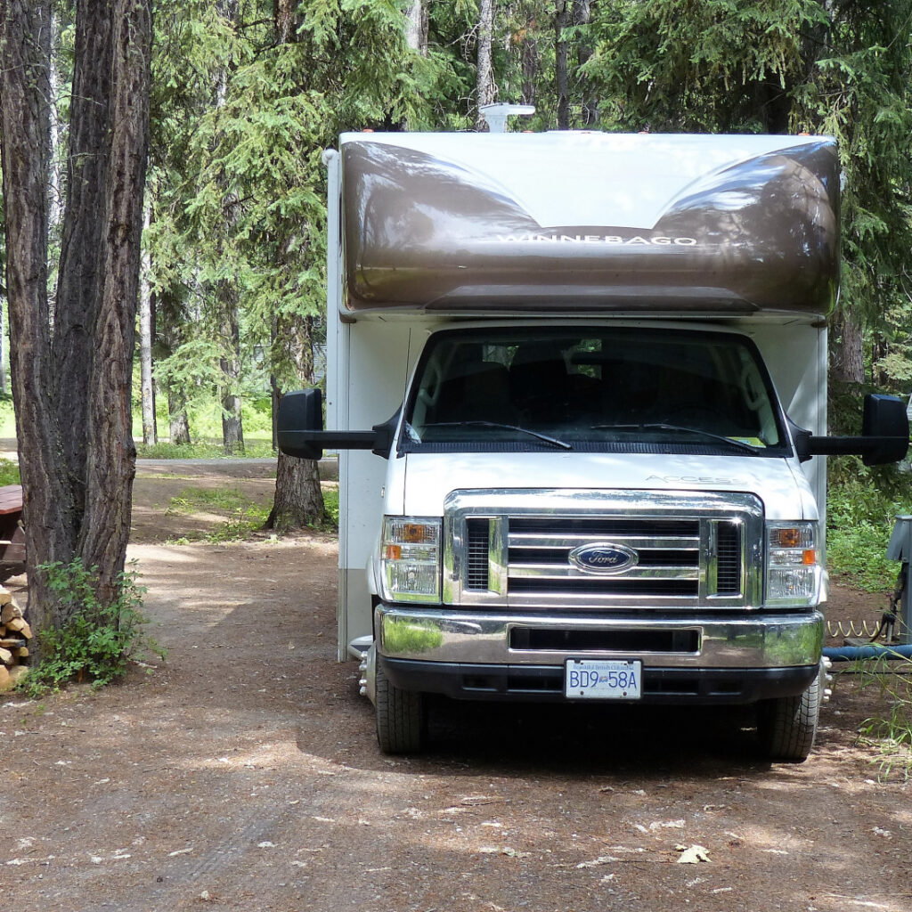 RV parked and camping at Mountain Shadows Campground