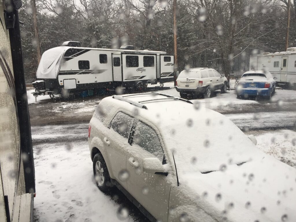 snowy campground
