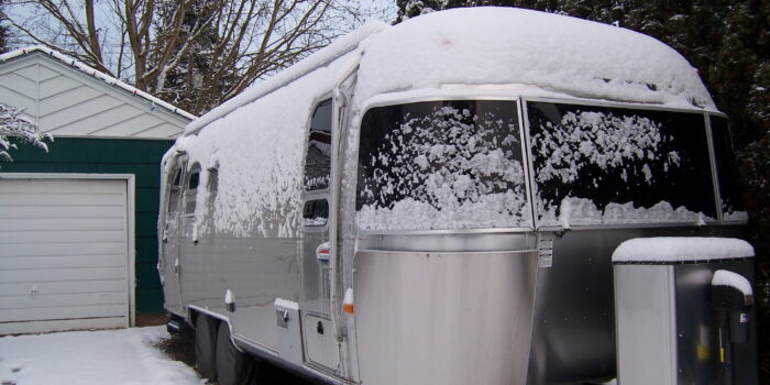 Airstream in the snow - storing an RV outside in the winter