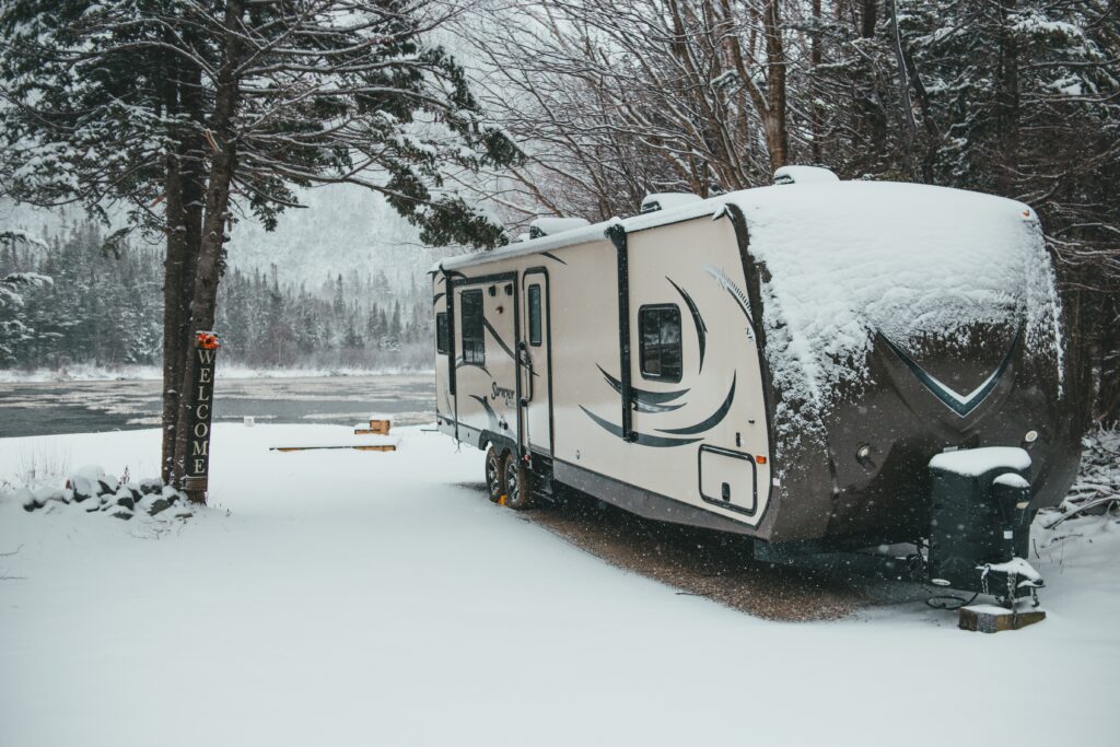 Travel trailer in winter