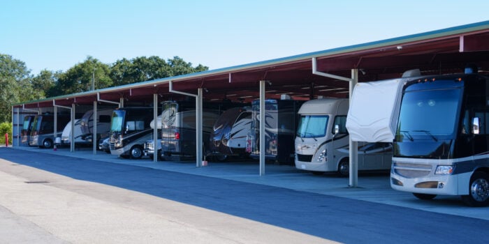 RVs parked in 5-star RV storage facility