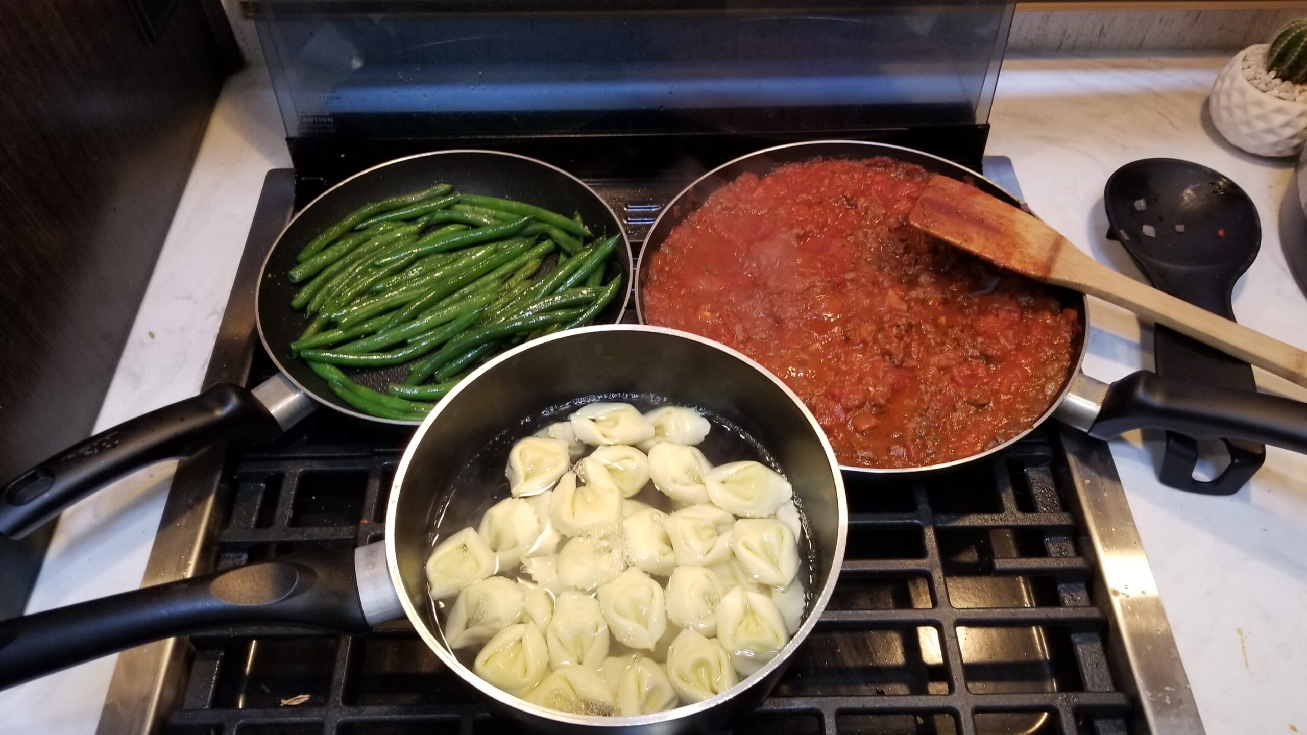 pasta meal on RV stove