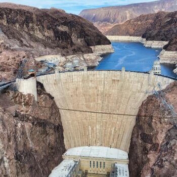 View of the Hoover Dam from above