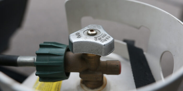 closeup of propane tank - RV propane leak cover photo
