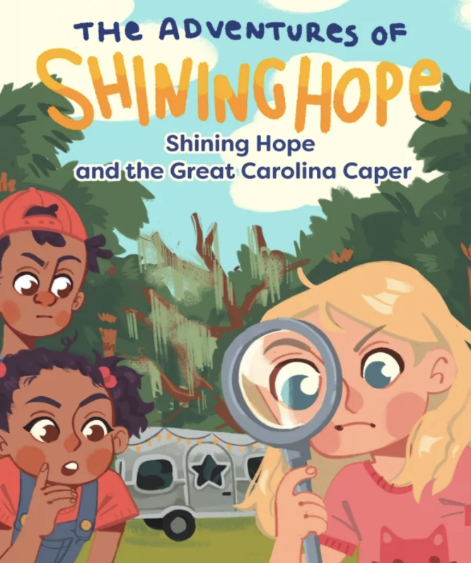 Book cover of children's book series that features girl with magnifying glass