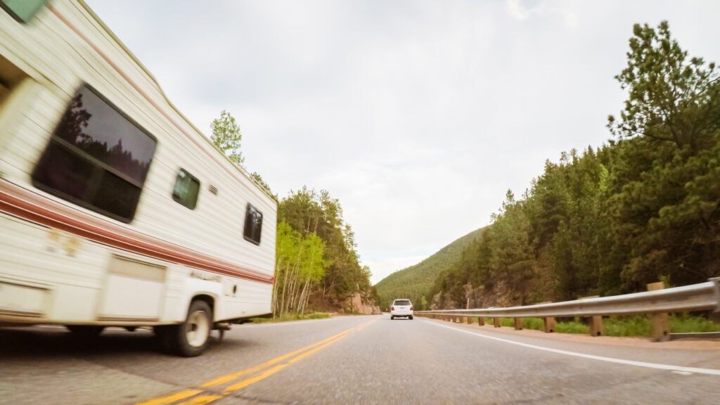 RV on road, image for driving a class c RV in the wind (Image: Unsplash)