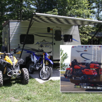 RVs with motorcycles and atv