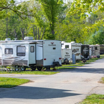 RVs at RV park - feature image for RV Living Expenses