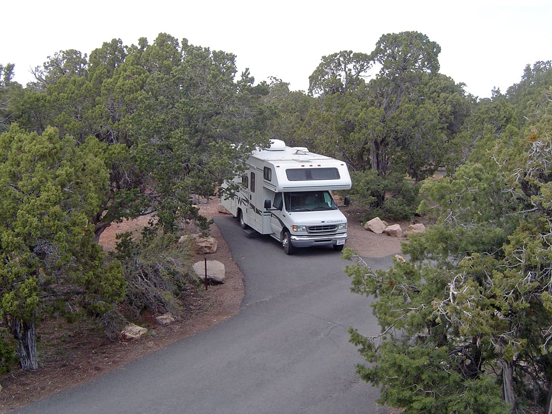 RV at a campsite in Arizona - feature image for Why Does My RV Smell Like Sewer