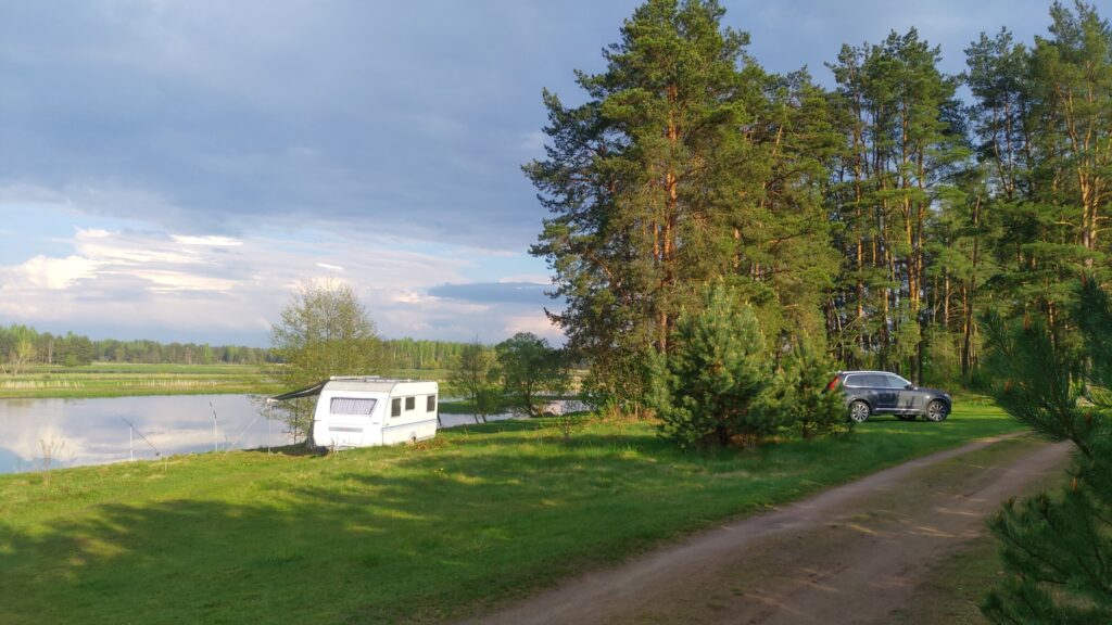 trailer at campsites with fishing nearby